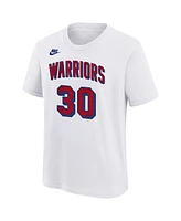 Nike Big Boys and Girls Stephen Curry White Golden State Warriors Classic Edition Name Number T-Shirt