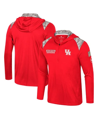 Colosseum Men's Red Houston Cougars Oht Military Appreciation Quarter-Zip Hoodie Jacket