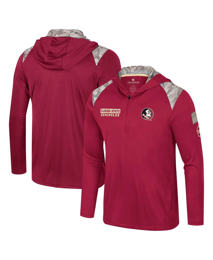 Colosseum Men's Garnet Florida State Seminoles Oht Military Appreciation Quarter-Zip Hoodie Jacket