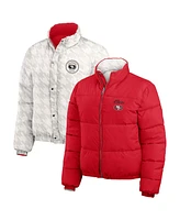 Wear by Erin Andrews Women's Scarlet/White San Francisco 49ers Reversible Cropped Full-Zip Puffer Jacket