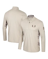 Colosseum Men's Natural Miami Hurricanes Oht Military Appreciation Quarter-Zip Jacket