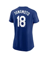 Nike Women's Yoshinobu Yamamoto Royal Los Angeles Dodgers 2024 World Series Champions Name Number T-Shirt