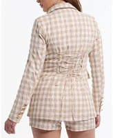 Bebe Women's Gingham One Button Tailored Jacket