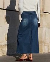 Cupshe Women's Blue Denim Split Hem Maxi Skirt