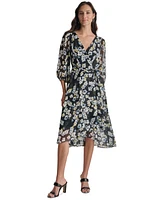 Dkny Women's Printed Surplice-Neck Chiffon Dress