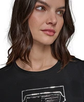 Karl Lagerfeld Paris Women's Embellished Logo Graphic T-Shirt