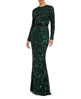 Mac Duggal Women's Embellished Long Sleeve Gown