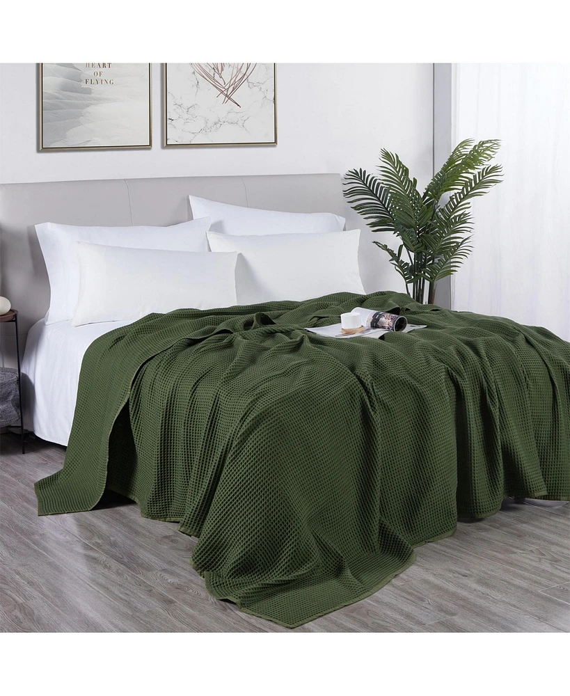 Doz by Sijo Waffle Blanket 50% Bamboo Viscose Cotton, Lightweight, Ultra Soft, Breathable, Summer
