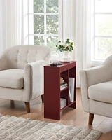 Kings Brand Furniture Side End Table with Drink Holders, Storage Shelves, Magazine Holder, Narrow Slim Chair Couch Table, Nightstand, Bedside fo
