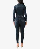 True Religion Women's Skinny Long Sleeve Moto Jumpsuit