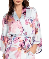 Midnight Bakery Women's Haven Floral Satin Wrap Robe