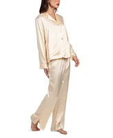 Linea Donatella Women's Satin Jacquard Striped Pajama Set