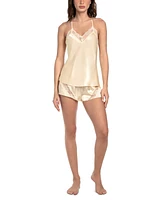 Linea Donatella Women's 2-Pc. Lace-Trim Satin Camisole & Shorts Set