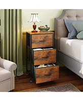 Wlive Dresser with 3 Drawers Fabric Nightstand Cabinet Wheels Organizer Storage for Bedroom Office Closets Sturdy Steel Frame Easy Pull H