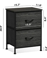 Wlive Nightstand 2 Drawer Dresser for Bedroom Small Dresser with 2 Drawers Bedside Furniture Night Stand End Table with Fabric Bins for Bedroom Closet