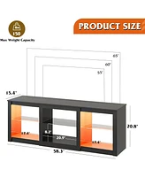 Wlive TV Stand with Led Lights for Tvs up to 65 inch Entertainment Center Glass Shelves Modern Console Living Room Media Stor