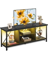 Wlive Tv Stand for 55 65 Inch Led Entainment Center with Storage Console Bedroom and Living Room Gaming Midea Lights Gl