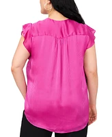 Vince Camuto Plus V-Neck Flutter-Sleeve Blouse, Exclusively at Macy's