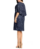 Mac Duggal Plus Embellished Cape Sleeve Cocktail Dress (Plus)