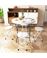 Gouun 32 Inch Round Folding Table with Thick Tabletop for Picnic