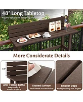 Gouun 48 Inch Patio Pub Height Table with Storage Shelf and Adjustable Foot Pads