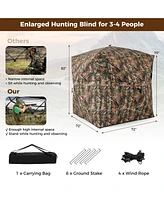 Gouun 82 Inch Tall Hunting Blind 270° One Way See Through Ground Tent for 3-4 People