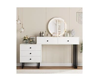 gaomon Vanity Desk with Mirror and Lights, Small Makeup Vanity with 5 Drawers for Bedroom