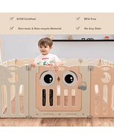 Gouun Kids 14-Panel Playpen Activity Center Foldable Play Yard with Lock Door