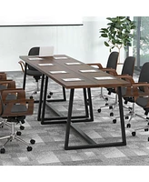 Gouun Large Dining Table with Heavy-duty Metal Frame and Anti-slip Foot Pads