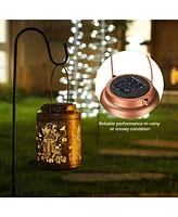 LAGarden Mushroom Solar Lantern Outdoor Hanging Waterproof Metal Decor Light Christmas Gifts Yard Patio Porch 2Pack