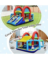 Gymax Kids Inflatable Bounce House Bouncer Castle w/ Double Slides Without Blower