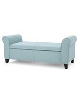 The Pop Home 50" Upholstered Storage Ottoman Bench with Rolled Arms, Storage for Small Spaces-The Pop Home