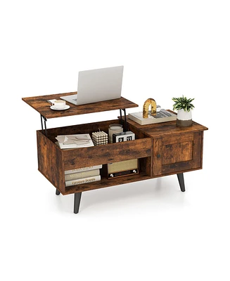 Gouun Lift Top Table with Storage and Hidden Compartment