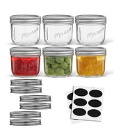 JoyJolt Wide Set of 6 Mason Jars with Airtight Lids