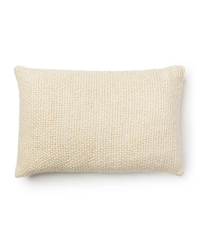 Ihi Home Madera Cross Weave Pillow, Ivory, 14"x 20"