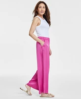 Jm Collection Women's Pull-On Wide-Leg Satin Pants, Exclusively at Macy's