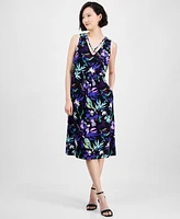 Connected Women's Strappy V-Neck Floral Midi Dress