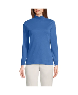 Lands' End Petite Relaxed Cotton Long Sleeve Mock Turtleneck