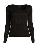 Lands' End Plus Long Sleeve Rib Square Neck Tee