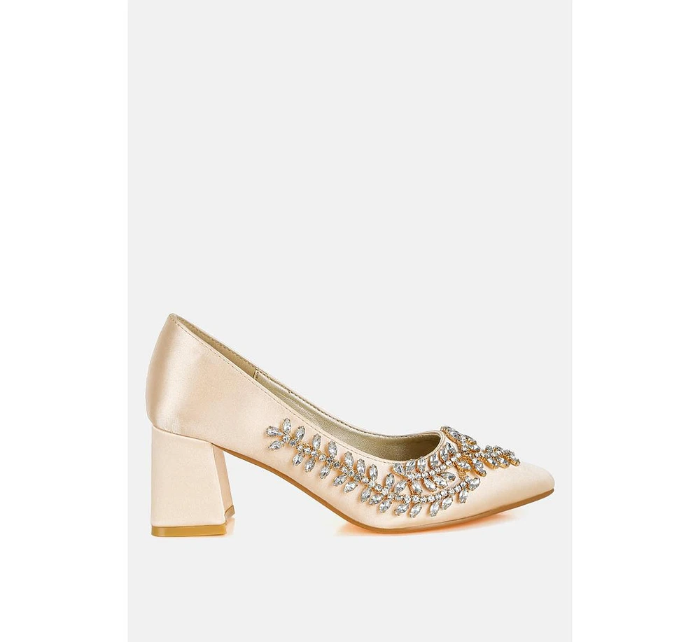 London Rag Abatina Satin Diamante Embellished Pumps