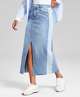 And Now This Women's Two-Tone Raw-Edge-Hem Denim Skirt, Exclusively at Macy's