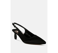 London Rag Vinca Satin Pointed Toe Slingbacks