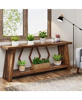 Tribesigns 70.86-Inch Farmhouse Console Table, Industrial Narrow Long Sofa Entryway Table with Storage, 2-Tier Wood Couch Foyer Accent Table for Livin