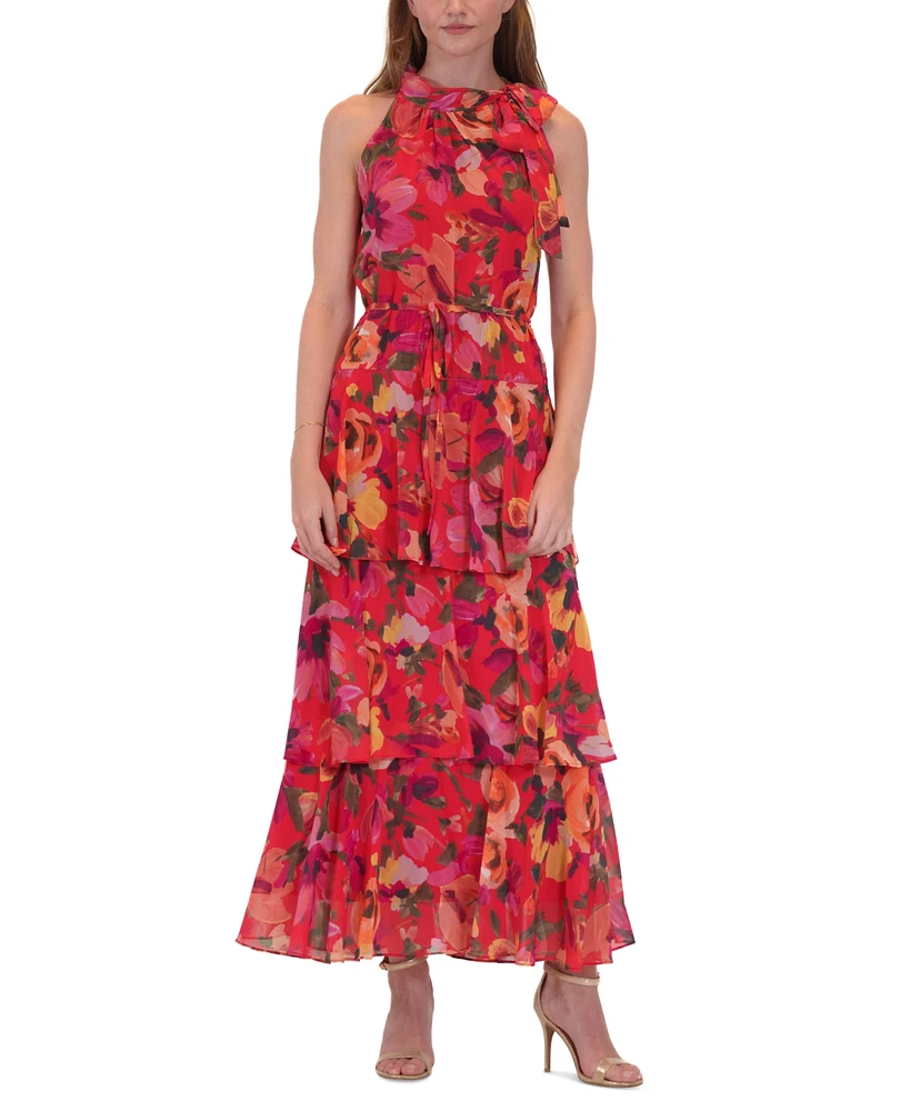 julia jordan Women's Printed High-Neck Sleeveless Maxi Dress