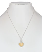 Patricia Nash Two-Tone Sunray Texture Heart Pendant Necklace, 18" + 3" extender