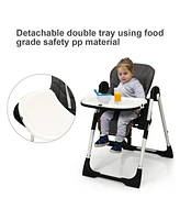 Gouun Foldable Baby High Chair with Adjustable Height, Backrest, and Detachable Tray