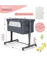 Gouun Portable Baby Bedside Bassinet with 5-level Adjustable Heights and Travel Bag