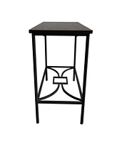 Kings Brand Furniture Launt Side Accent Table, Black Metal & Wood