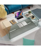 Gouun 42 x 19.7 Inch Tempered Glass Table with Rounded Edges