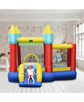 Gymax Inflatable Bounce House Slide Jumping Castle w/ Tunnels Ball Pit & 480W Blower